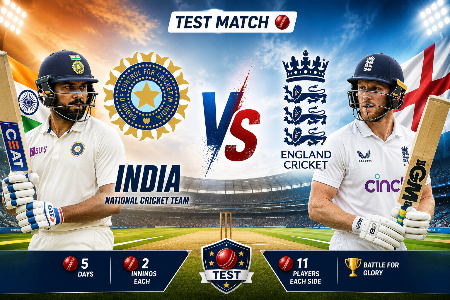 India National Cricket Team Vs England Cricket Team Match Scorecard 1st Test