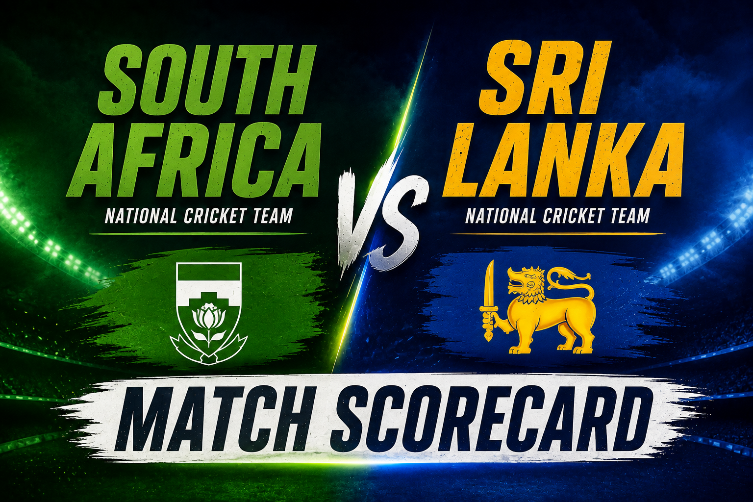 South Africa National Cricket Team vs Sri Lanka National Cricket Team Match Scorecard Full Innings Scorecard Results and Player Stats